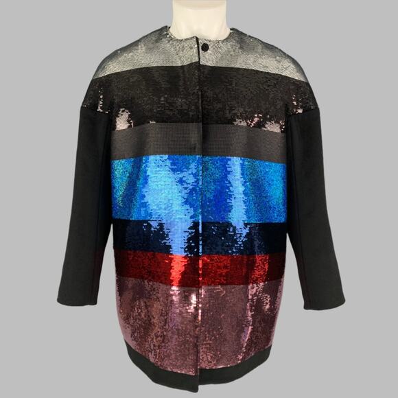 GIAMBATTISTA VALLI Size XL Multi-Color Camel Hair Sequined Jacket - Picture 1 of 6
